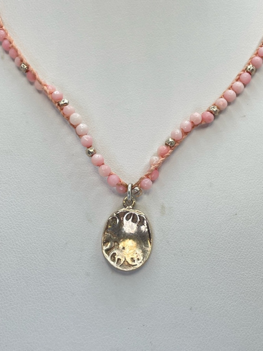 Chan Luu Pink Opal Beaded Necklace 925 Silver Dainty Boho Cord Minimalist - Picture 11 of 12